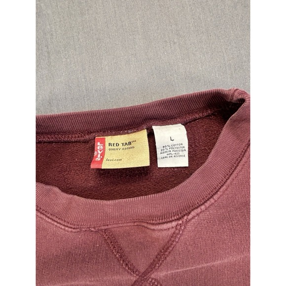 Vintage Levi's Red Tab Men's‎ L Crewneck Sweatshirt Varsity Logo Burgundy - Picture 3 of 6